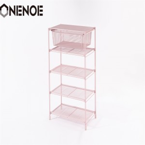 Onenoe Simple Small Wire Metal Mesh Stackable Storage Shoes Shelves Clothes Rack Shelves Bookcase Shelves with 5-Tier for Hotel Supermarket Shopping Store